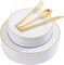 200pcs Gold Plastic Dinnerware Set - 40 Plates, 40 Knives, Forks & Spoons - Perfect for Parties, Weddings & More
